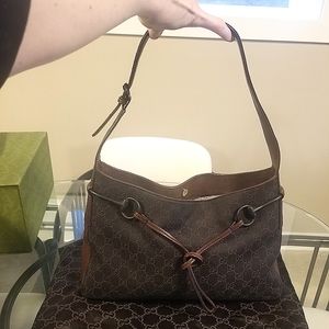 💯Authentic Gucci Canvas / Leather Brown Purse - Vintage GG Horsebit